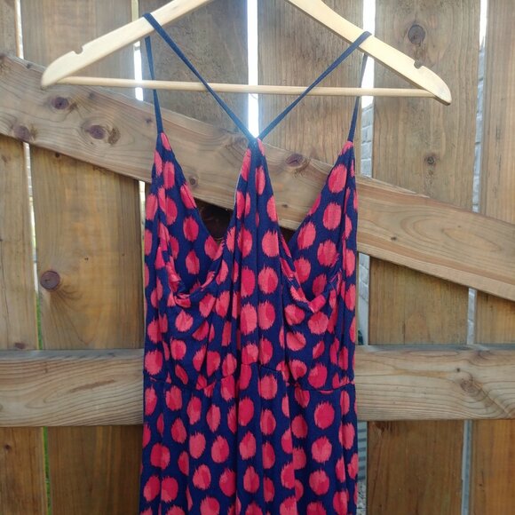 4/$20 Gap navy blue orange red spot polka dot maxi dress racerback soft stretc… - Picture 5 of 12